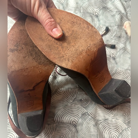 J Shoes Anthropologie Black Ankle Wrap Around Carson Mauve Leather Boots 8.5 - Picture 12 of 13